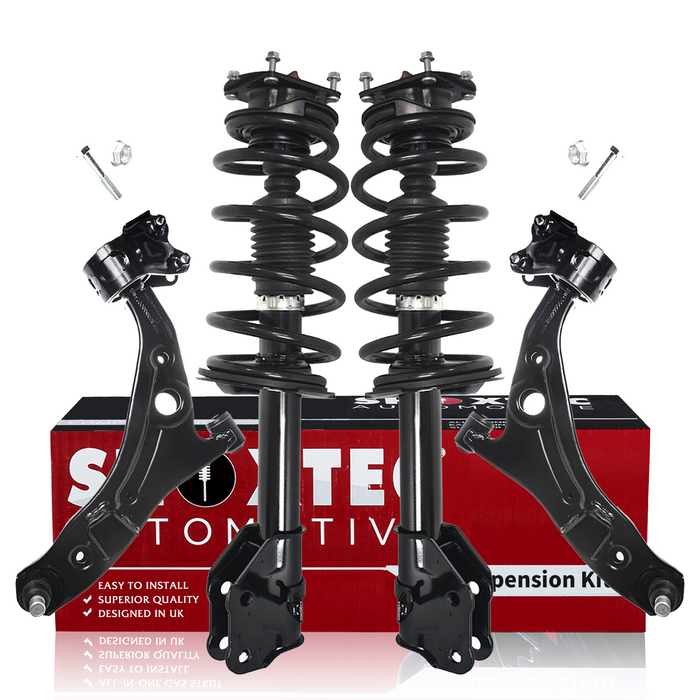 Shoxtec 4pc Front Suspension Shock Absorber Kits Replacement for 11-14 Ford Edge Fits SubModels with 3.5L V6 and 3.7L V6 Engine Includes 2 Complete Struts 2 Front Lower Control Arm and Ball Joint Assembly