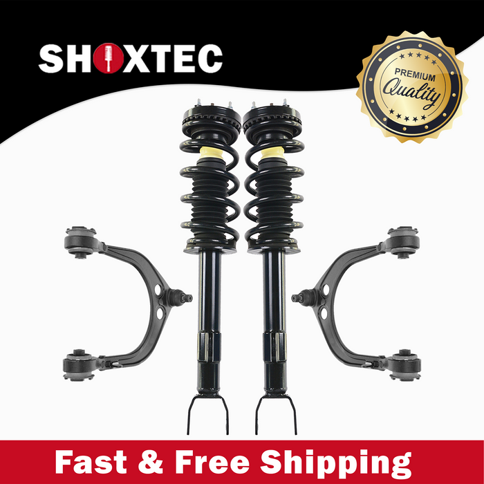 Shoxtec 4pc Front Suspension Shock Absorber Kits Replacement for 2012-2014 Dodge Challenger 2012-2018 Dodge Charger Includes 2 Complete Struts 2 Front Upper Control Arms and Ball Joint Assembly