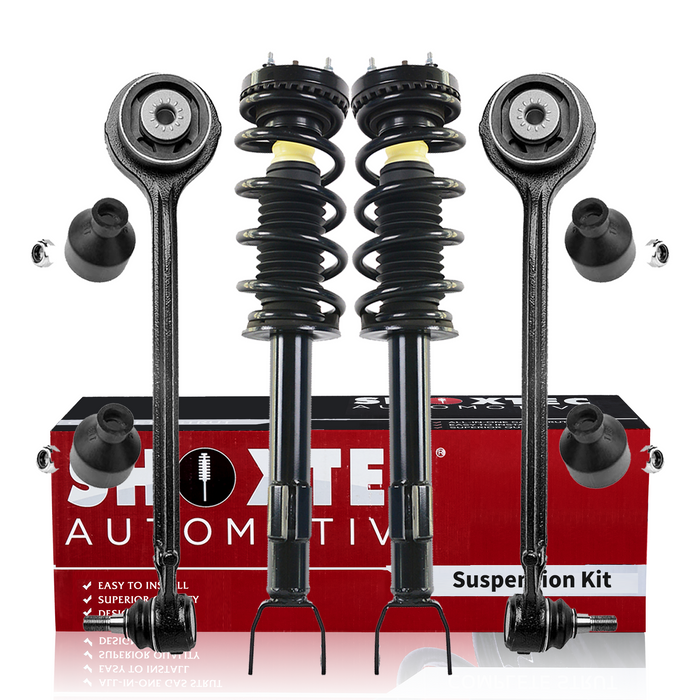Shoxtec 4pc Front Suspension Shock Absorber Kits Replacement for 2012-2014 Dodge Challenger 2012-2018 Dodge Charger Includes 2 Complete Struts 2 Front Control Arm and Ball Joint Assembly