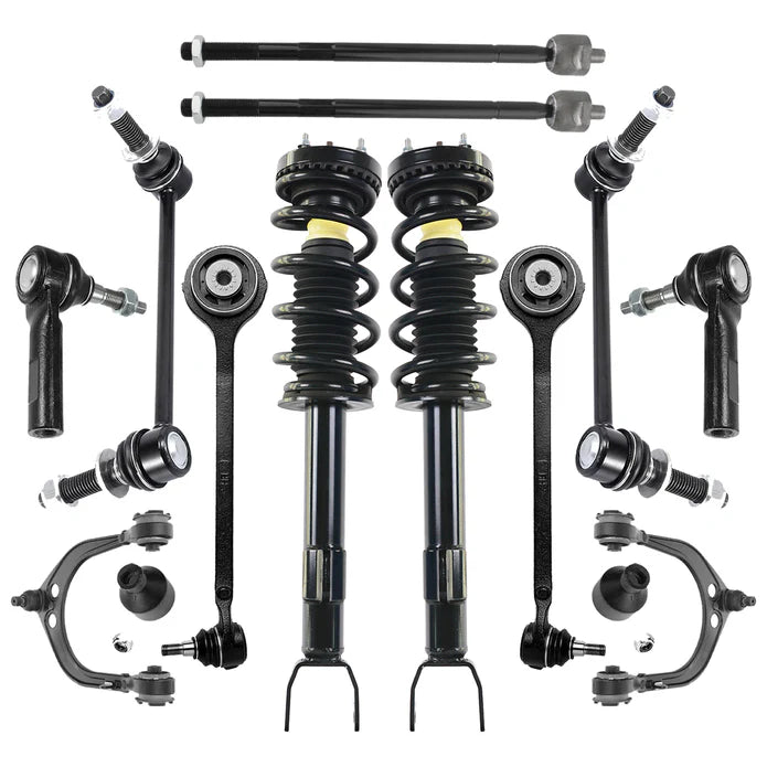 Shoxtec 12pc Suspension Kit Replacement for 12-14 Dodge Challenger 12-13 Dodge Charger 14-18 Dodge Charger SXT Includes 2 Complete Struts 2 Sway Bars 2 Inner&Outer Tie Rods 2 Upper&Lower Control Arms