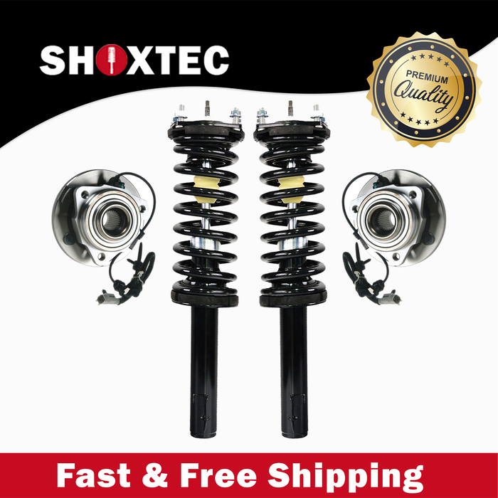 Shoxtec Front Struts Wheel Bearing Hubs Set Replacement for 2005 - 2010 Jeep Grand Cherokee 4WD Repl. Part No. 571377LR 513234