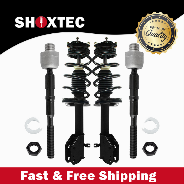 Shoxtec 4pc Front Suspension Shock Absorber Kits Replacement for 2012-2014 Ford Edge Fits 2.0L engine only Includes 2 Complete Struts 2 Inner Tie Rod Ends