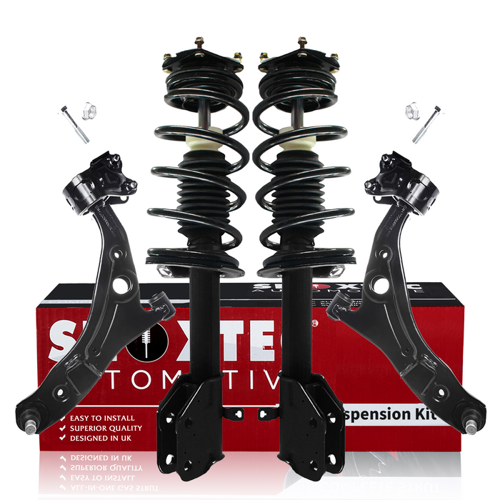 Shoxtec 4pc Front Suspension Shock Absorber Kits Replacement for 2012-2014 Ford Edge Fits 2.0L engine only Includes 2 Complete Struts 2 Front Lower Control Arm and Ball Joint Assembly