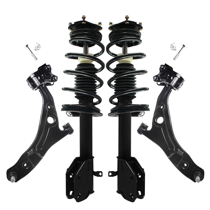 Shoxtec 4pc Front Suspension Shock Absorber Kits Replacement for 2012-2014 Ford Edge Fits 2.0L engine only Includes 2 Complete Struts 2 Front Lower Control Arm and Ball Joint Assembly