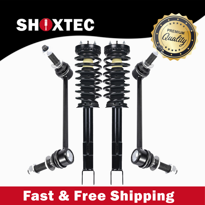 Shoxtec 4pc Front Suspension Shock Absorber Kits Replacement for 2005-2010 Chrysler 300 2006-2010 Dodge Charger 2005-2008 Dodge Magnum RWD Only includes 2 Complete Struts 2 Front Sway Bars End Link