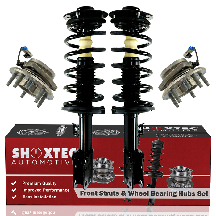 Shoxtec Front Struts Wheel Bearing Hubs Set Replacement for 2007-2009 Chevrolet Equinox; Replacement for 2008-2010 Saturn Vue Repl. Part No. 172527 172526 513276