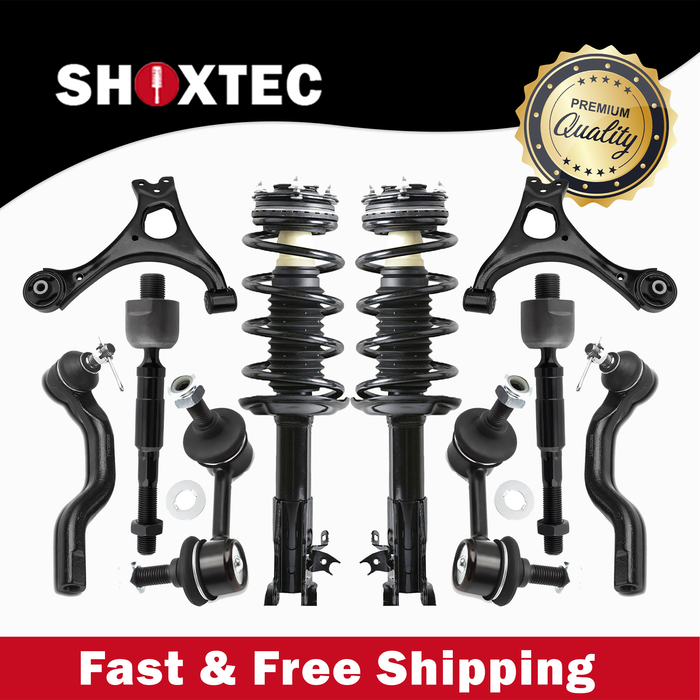 Shoxtec 10pc Suspension Kit Replacement for 06-11 Acura CSX 06-11 Honda Civic Include 2 Complete Struts 2 Sway Bars 2 Inner&Outer Tie Rod Ends 2 Lower Control Arms and Ball Joints