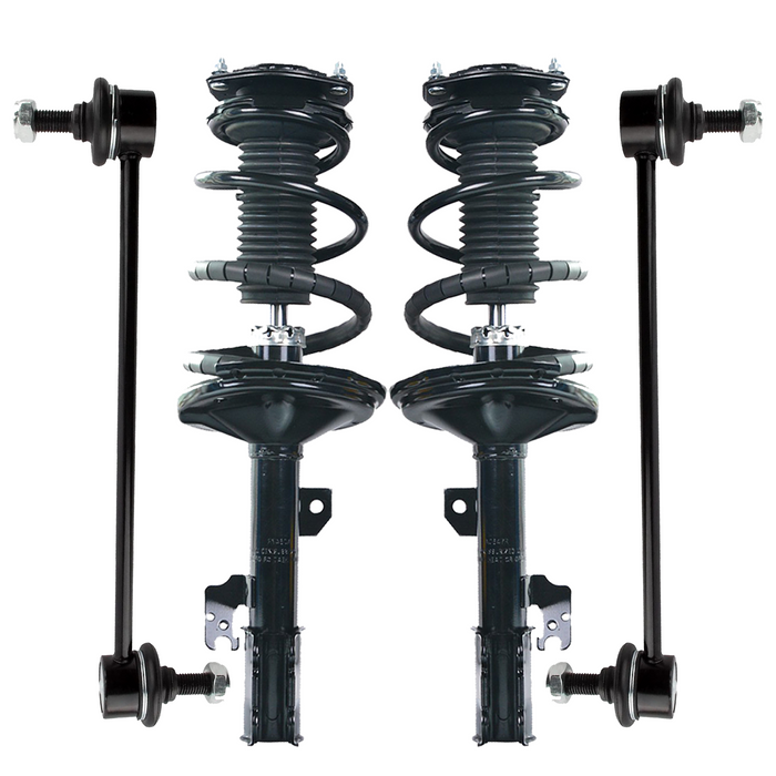 Shoxtec 4pc Front Suspension Shock Absorber Kits Replacement for 2004-2007 Toyota Highlander Includes 2 Complete Struts 2 Front Sway Bar End Link