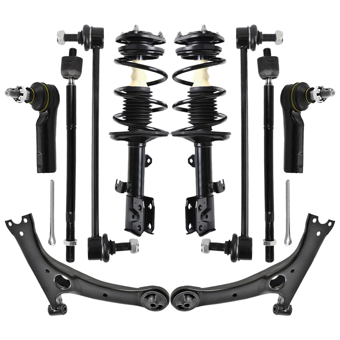 Shoxtec 10pc Suspension Kit Replacement for 09-12 Toyota Corolla 11-13 Toyota Matrix AWD Includes 2 Complete Struts 2 Sway Bars 2 Inner&Outer Tie Rod Ends 2 Front Lower Control Arms