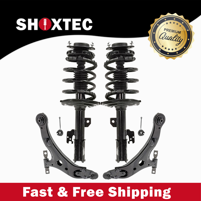 Shoxtec 4pc Front Suspension Shock Absorber Kits Replacement for 2007-2009 Lexus ES350 2006-2012 Toyota Avalon 2007-2011 Toyota Camry Includes 2 Complete Struts 2 Front Lower Control Arms