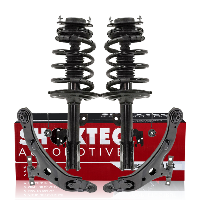 Shoxtec 4pc Front Suspension Shock Absorber Kits Replacement for 2007-2009 Lexus ES350 2006-2012 Toyota Avalon 2007-2011 Toyota Camry Includes 2 Complete Struts 2 Front Lower Control Arms