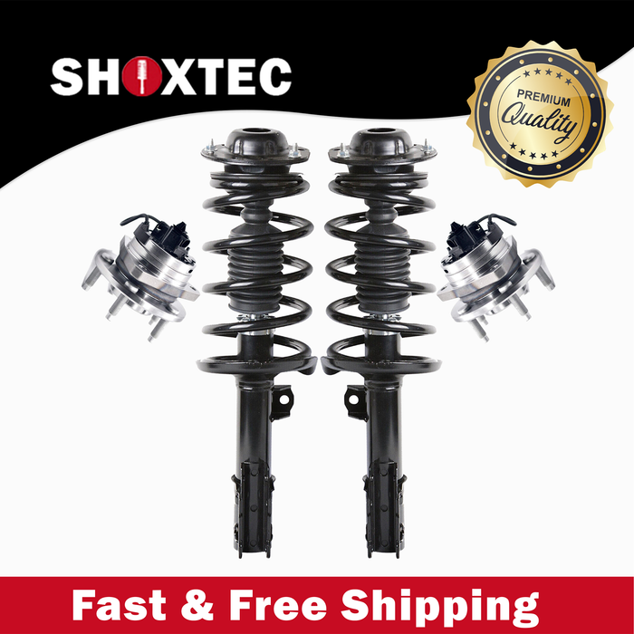 Shoxtec Front Struts Wheel Bearing Hubs Set Replacement for 2004-2012 Chevrolet Malibu; Replacement for 2007-2009 Saturn Aura Repl. Part No. 172199 172200 513214