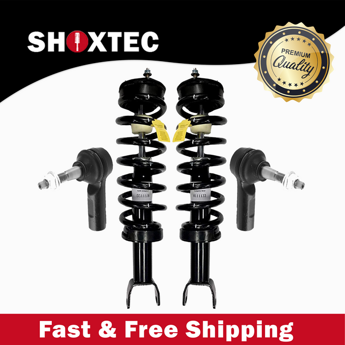 Shoxtec 4pc Front Suspension Shock Absorber Kits Replacement for 2009-2018 Dodge Ram 1500 2019-2020 RAM 1500 4WD Only Classic Includes 2 Complete Struts 2 Front Outer Tie Rod