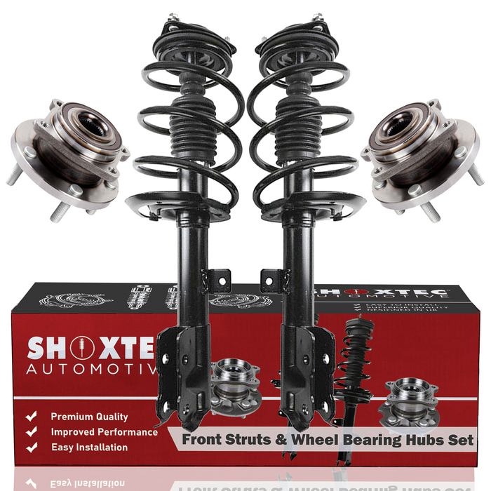 Shoxtec Front Struts Wheel Bearing Hubs Set Replacement for 2009 Dodge Caliber Repl. Part No. 172368 172367 513263