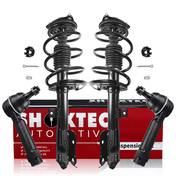 Shoxtec 4pc Front Suspension Shock Absorber Kits Replacement for 07-12 Dodge Caliber 07-17 Jeep Compass 07-17 Jeep Patriot Includes 2 Complete Struts 2 Outer Tie Rod Ends