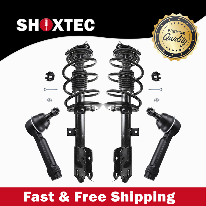 Shoxtec 4pc Front Suspension Shock Absorber Kits Replacement for 07-12 Dodge Caliber 07-17 Jeep Compass 07-17 Jeep Patriot Includes 2 Complete Struts 2 Outer Tie Rod Ends