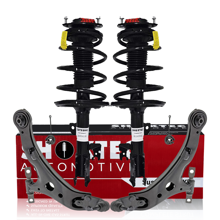 Shoxtec 4pc Front Suspension Shock Absorber Kits Replacement for 2007-2011 Toyota Camry 2006-2012 Toyota Avalon 2007-2009 Lexus ES350 Includes 2 Complete Struts 2 Front Lower Control Arms