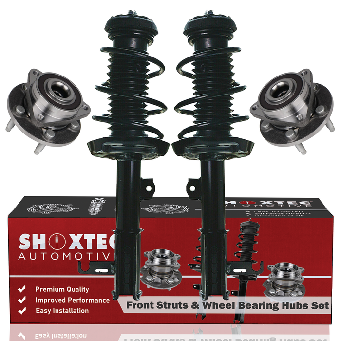 Shoxtec Front Struts Wheel Bearing Hubs Set Replacement for 2011-2012 Chevrolet Cruze SubModel Eco with 1.4L L4 Engine Turbocharged Repl Part No. 272627 272626 513315