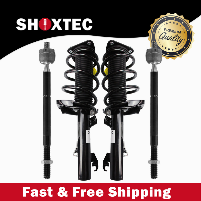 Shoxtec 4pc Front Suspension Shock Absorber Kits Replacement for 2004-2013 Mazda 3 Replacement for 2006-2010 Mazda 5 Includes 2 Complete Struts 2 Front Inner Tie Rod End