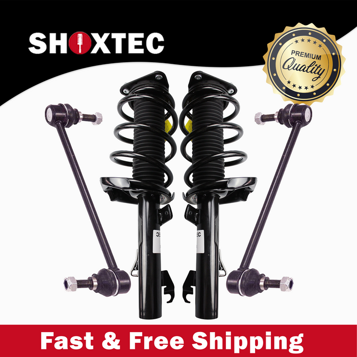 Shoxtec 4pc Front Suspension Shock Absorber Kits Replacement for 2004-2013 Mazda 3 Replacement for 2006-2010 Mazda 5 Includes 2 Complete Struts 2 Front Sway Bar End Link