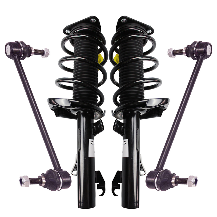 Shoxtec 4pc Front Suspension Shock Absorber Kits Replacement for 2004-2013 Mazda 3 Replacement for 2006-2010 Mazda 5 Includes 2 Complete Struts 2 Front Sway Bar End Link