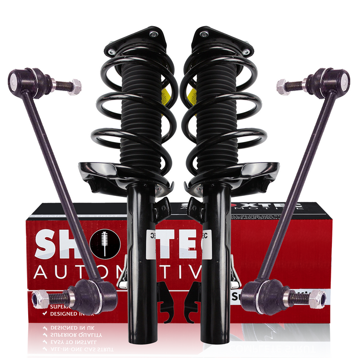 Shoxtec 4pc Front Suspension Shock Absorber Kits Replacement for 2004-2013 Mazda 3 Replacement for 2006-2010 Mazda 5 Includes 2 Complete Struts 2 Front Sway Bar End Link