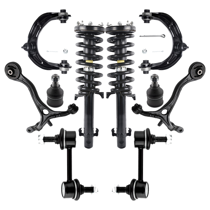 Shoxtec 10pc Suspension Kit Replacement for 2008-2012 Honda Accord Includes 2 Complete Struts 2 Sway Bars 2 Upper Control Arms 2 Lower Control Arms 2 Lower Ball Joints