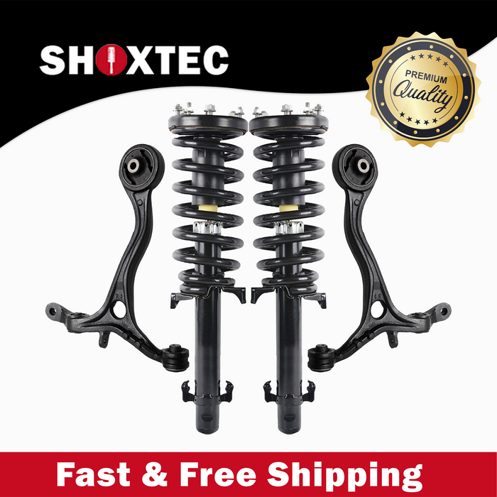 Shoxtec 4pc Front Suspension Shock Absorber Kits Replacement for 2008-2012 Honda Accord Includes 2 Complete Struts 2 Front Lower Control Arm