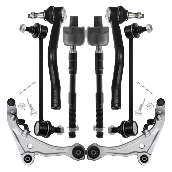 Shoxtec 8pc Suspension Kit Replacement for 2008-2012 Nissan Altima; 2013 Nissan Altima Submodel S, Coupe only Includes 2 Sway Bars 2 Inner Tie Rods 2 Outer Tie Rod Ends 2 Lower Control Arms