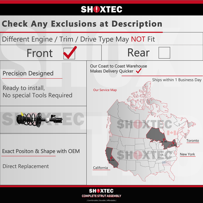 Shoxtec Front Complete Strut Assembly Replacement For 2003-2014 Volvo XC90 All Submodels Repl No. 1333472