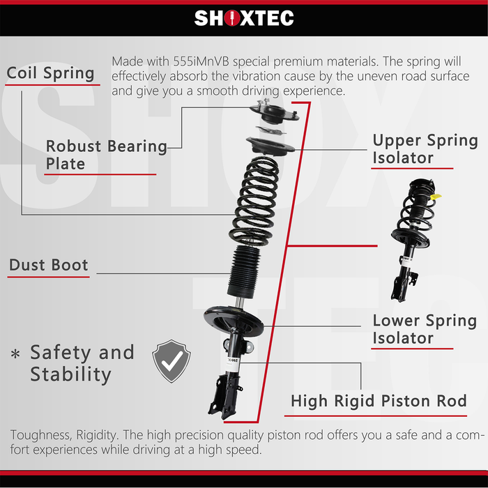 Shoxtec Front Complete Strut Assembly Replacement For 1998-2003 Mazda Protege, Repl Part No. 171589,171588