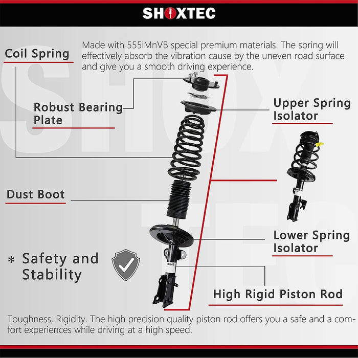 Shoxtec Full Set Complete Struts Assembly Replacement for 2013-2017 Honda Accord EX, EX-L, LX, LX-S, SE, Sport, Sport Sepcial Edition, Touring; with 2.4L L4 engine; part no. 172971, 172970, 172984…