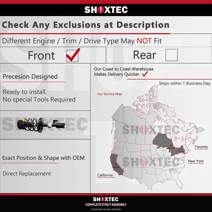 Shoxtec Front Complete Struts Replacement for 1998-2002 Honda Accord Coil Spring Assembly Shock Absorber Repl. 171691‚¬¦