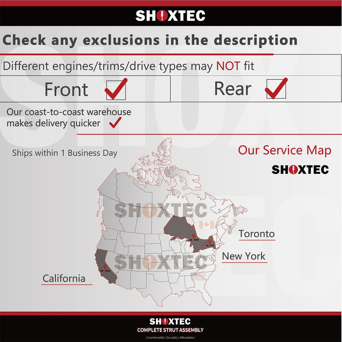 Shoxtec REAR+FRONT Shock Absorbers Replacement for 1994-2004 Ford Mustang; Base/Mach 1, Repl. Part No.5968, 71962