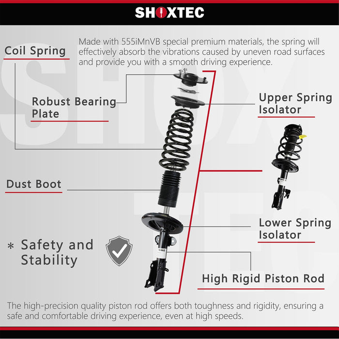 Shoxtec Full Set Complete Strut Shock Absorbers Replacement for 2004-2012 Chevrolet Colorado; Rear Wheel Drive Replacement for 2004-2012 GMC Canyon; Rear Wheel Drive Repl. no 171353 911228