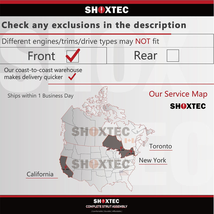 Shoxtec Front Complete Struts Assembly Replacement for 2000 - 2005 Toyota RAV4 Coil Spring Shock Absorber Repl. part no 371454 371453